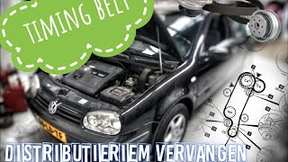 TIMING BELT SERVICE  DISTRIBUTIERIEM VERVANGEN VOLKSWAGEN GOLF 4 16 [upl. by Isaak]