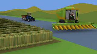 Cartoons for children about Tractors and farmers  A small farm and Colorful Tractors for Children [upl. by Bible]