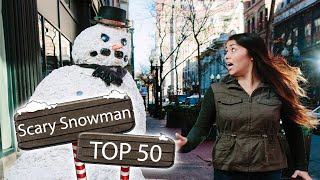 Funny Scary Snowman Hidden Camera Prank Top 50 [upl. by Annahgiel]