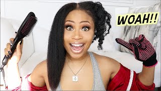 STRAIGHTEN IN 5 MINS  Trying Straightening Brush on Natural Hair [upl. by Notnerb]