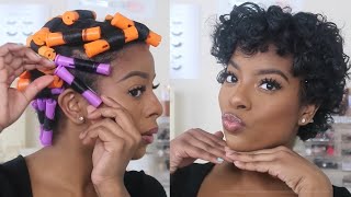 PERM ROD SET ON SHORT NATURAL HAIR  Quick and Easy [upl. by Alarick417]