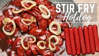 Stir Fry Hotdog With Ketchup And Oyster Sauce  Sizzling Hotdog  Hotdog Recipes [upl. by Noyerb895]