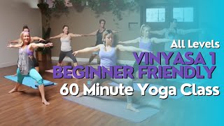 60 Minute Yoga Class  Vinyasa 1 Beginner Friendly Flow [upl. by Sage]