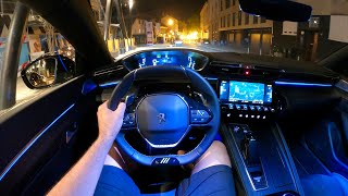 New PEUGEOT 508 PSE 2022  night POV test drive amp FULL REVIEW 360 HP hybrid [upl. by Ecyob]