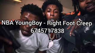 NBA YoungBoy  Right foot Creep roblox id code [upl. by Adnahs554]