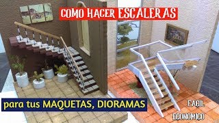 Como hacer ESCALERAS escuadra y quotuquotpara MAQUETAS o DIORAMAS 2 TIPOS2019 [upl. by Eitac722]