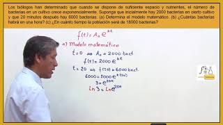 Función exponencial problema de crecimiento de bacterias [upl. by Aimee906]