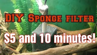 Cheap and easy aquarium sponge filter DIY How To [upl. by Yeliac]