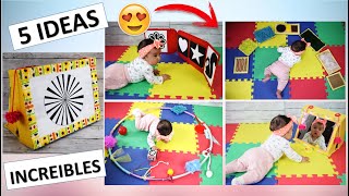 5 IDEAS DE ESTIMULACIÓN para BEBES de 0 a 6 meses🧩Juegos Sensoriales👦 DIY [upl. by Eimrots]