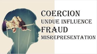 Coercion Undue Influence Fraud Misrepresentation  Indian Contract Act 1872  Law Guru [upl. by Icken]