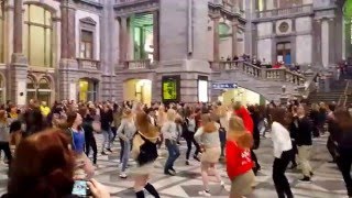 Movie 2 Flash Mob Grease  Antwerp Central Station [upl. by Nohpets]