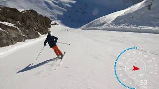 The Sarenne Alpe d’Huez 2019 in 4k skiing over 100 KPH longest black run in Europe [upl. by Hertha]