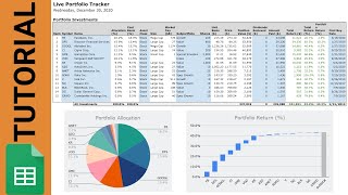 Stock Portfolio Tracker  Google Sheets Spreadsheet Tutorial StepbyStep with Code [upl. by Jutta]