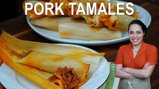 How to make RED pork tamales  AUTHENTIC Mexican tamales recipe  Villa Cocina [upl. by Nerty]