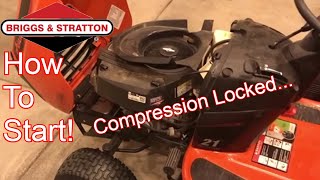 Start Compression Locked Briggs amp Stratton Engine [upl. by Elberfeld220]