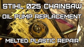 Stihl 025 Chainsaw Oiler repair and replacement [upl. by Kalina]