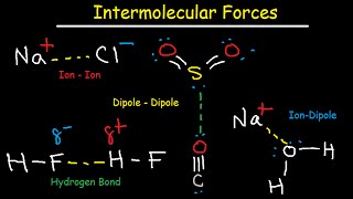 Intermolecular Forces  Hydrogen Bonding DipoleDipole IonDipole London Dispersion Interactions [upl. by Lekim]