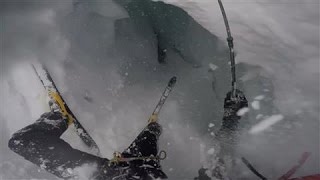 Helmet Cam Captures Skier Falling Into Glacial Crevasse [upl. by Imim846]