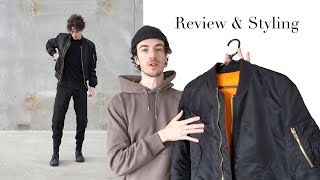 Alpha Industries MA1 Bomber Jacket slim  Review amp Styling [upl. by Niltyak23]