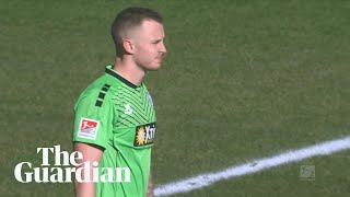 Ingolstadt score while Duisburg keeper takes a drink during game [upl. by Kristoffer]