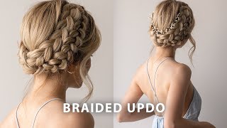 EASY MilkmaidCrown Braided Updo  Perfect for long hair  medium hair lengths [upl. by Proulx950]