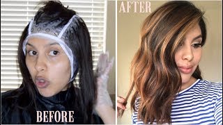 DIY HIGHLIGHTS USING CAP Revlon Frost amp Glow Highlighting Kit [upl. by Retxab]