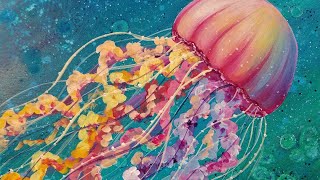 Jellyfish Acrylic Painting Tutorial Ocean Sea Life LIVE Beginner Lesson [upl. by Maddock539]