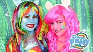 Rainbowdash and Pinkie Pie My Little Pony Makeup and Costumes [upl. by Nolyak]