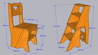 Como hacer una SILLA ESCALERA de madera sólida DIY Step Ladder Chair Easy [upl. by Ocinom841]