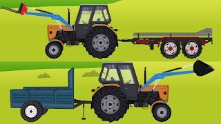 Ursus C360 tractor in Action amp a Movie for children  Colorful Animations about Excavators for Kids [upl. by Muhan994]