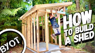 BUILDING A LEAN TO SHED  START TO FINISH Part 1 of 2 [upl. by Yl]