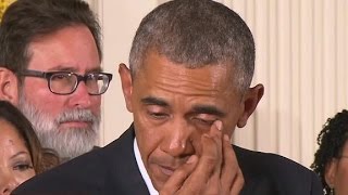 President Obama cries during gun violence speech [upl. by Tullius147]