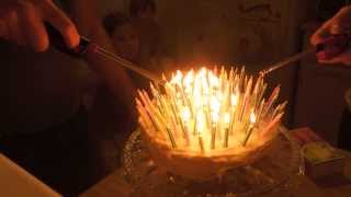 Lighting and blowing out 100 birthday candles [upl. by Arabel]