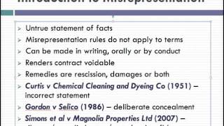 Misrepresentation Lecture 1 of 4 [upl. by Oidiple]