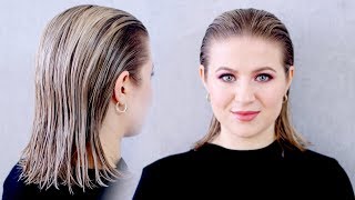 How To Achieve the quotWetquot Slicked Back Hairstyle SUPER EASY [upl. by Lida527]