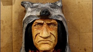 Woodcarving a Native American Face in Basswood [upl. by Brine126]