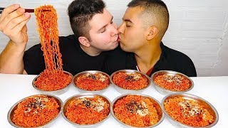 Super Spicy Fire Ramen Noodle Challenge • MUKBANG [upl. by Winola]