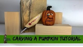 Woodcarving How To Carve A Pumpkin Head From a Block of Wood Full Start to Finish Tutorial [upl. by Ahsieyk]