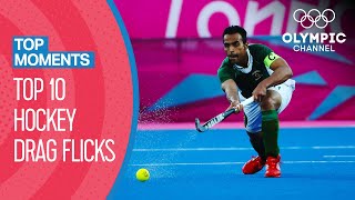 Top 10 Mens Hockey Drag Flicks at the Olympics  Top Moments [upl. by Chane]