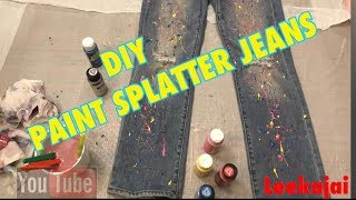 DIY PAINT SPLATTER JEANS [upl. by Nahtanohj]