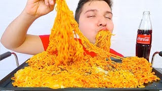 EXTREMELY CHEESY SUPER SPICY FIRE RAMEN NOODLES • Mukbang amp Recipe [upl. by Broome]