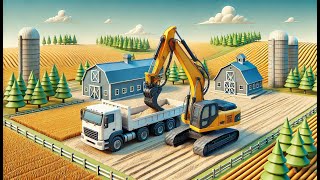 Truck amp Mini Excavator with Hydraulic Hammer  Heavy Machinery in Brutal Force Action on the Farm [upl. by Eolc]