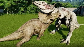 TRICERATOPS MAX Vs IREXTREXSPINOSAURUSALLOSAURUSCARNOTAURUS  Jurassic World Evolution [upl. by Nortal]