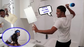 HILARIOUS Haunted Bathroom PRANK On My Boyfriend [upl. by Cherry]