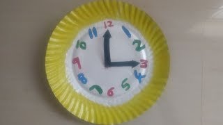 DIY wall clock with paper plate easy Kids crafts ideas  kids school projects [upl. by Kostman]